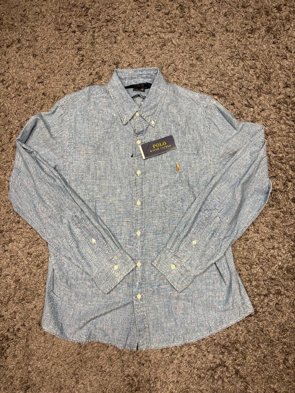 Polo Ralph Lauren Large Men’s Classic Fit Untucked Fit Indigo Chambray Shirt NWT